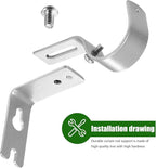 Frienda 12 Pcs Curtain Rod Brackets Adjustable Holder Wall for 1 Inch Diameter Curtain Rod General Bracket Hooks with Screws (Matt Silver)