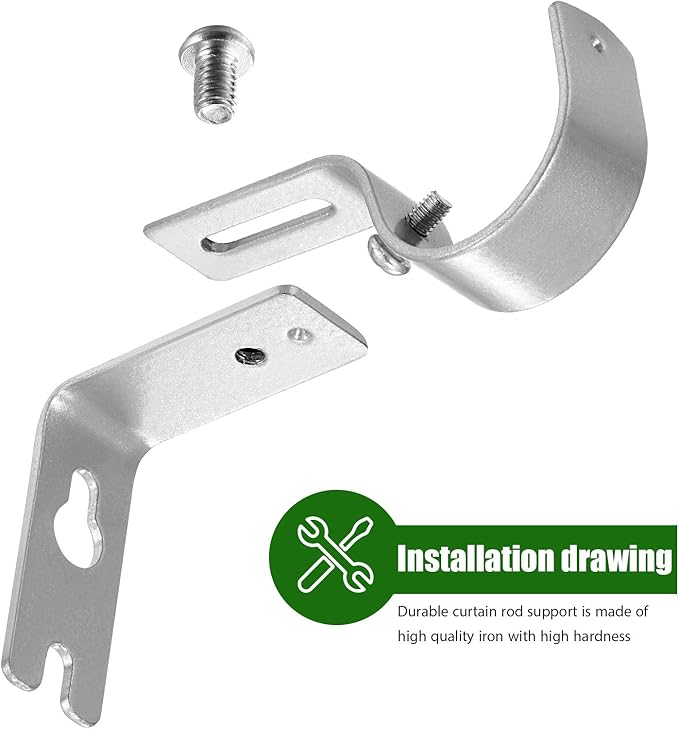 Frienda 12 Pcs Curtain Rod Brackets Adjustable Holder Wall for 1 Inch Diameter Curtain Rod General Bracket Hooks with Screws (Matt Silver)