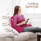 Nestl Reading Pillow Standard Bed Pillow, Back Pillow for Sitting in Bed Shredded Memory Foam Chair Pillow, Reading & Bed Rest Pillows Hot Pink Back Pillow for Bed, Bed Chair Arm Pillow with Pockets