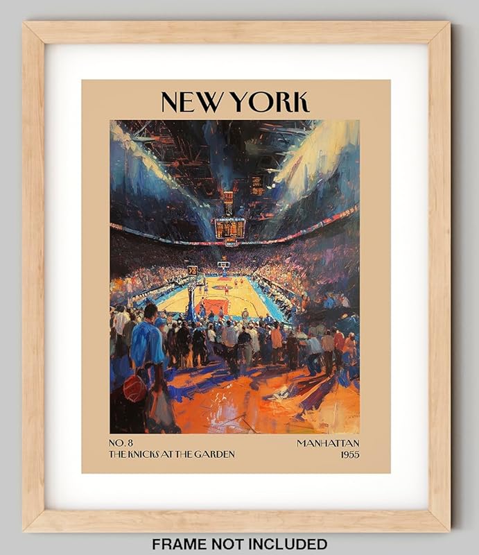 Retro Vintage New York Wall Art Print - 11x14 Unframed Poster - New York City Souvenirs, Cute Trendy Colorful Wall Decor (Knicks at the Garden, 11x14")