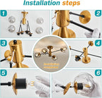 Modern Semi Flush Mount Ceiling Light Fixture, 4-Light Gold Mid Century Chandelier with Glass Globe,Ceiling Lighting for Dinning Room Farmhouse Kitchen Bedroom Living Room.