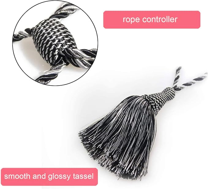 Fenghuangwu Curtain Tiebacks Handmade Elegant Curtain Tie Backs Holdbacks with Tassel for Home Office Decor 2 Pack - Black