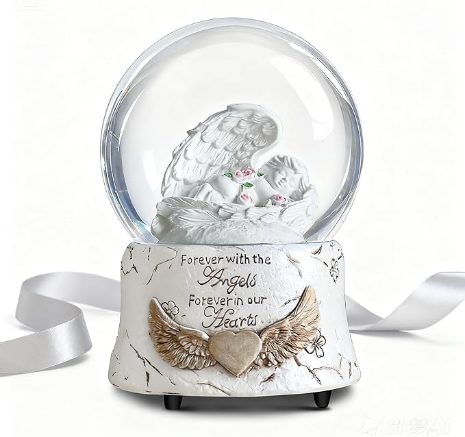 Fall Indoor Decor Angel Statue, Healing Angel Figurines for Women, Thanksgiving Gift Ideas,Resin Angel Statue Music Snow Globe Cat Dog Pet Memorial Gifts, pet Loss Sympathy Gift