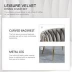 Nrizc Velvet Dining Chairs Set of 4, Woven Upholstered Dining Chairs with Gold Metal Legs, Modern Accent Chairs for Living Room, Dining Room, Kitchen (Grey)