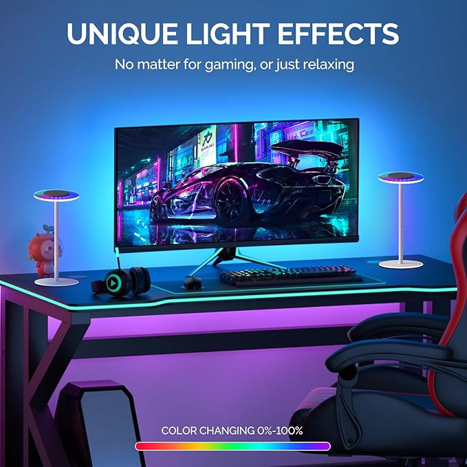 LOFTEK Cordless LED Table Lamp: Color Changing Night Light,RGB Mode with Over 100 Colors Rotating and Changing,Touch Switch,Rechargeable for Party,Bedroom,Living Room,Game Room,Camping