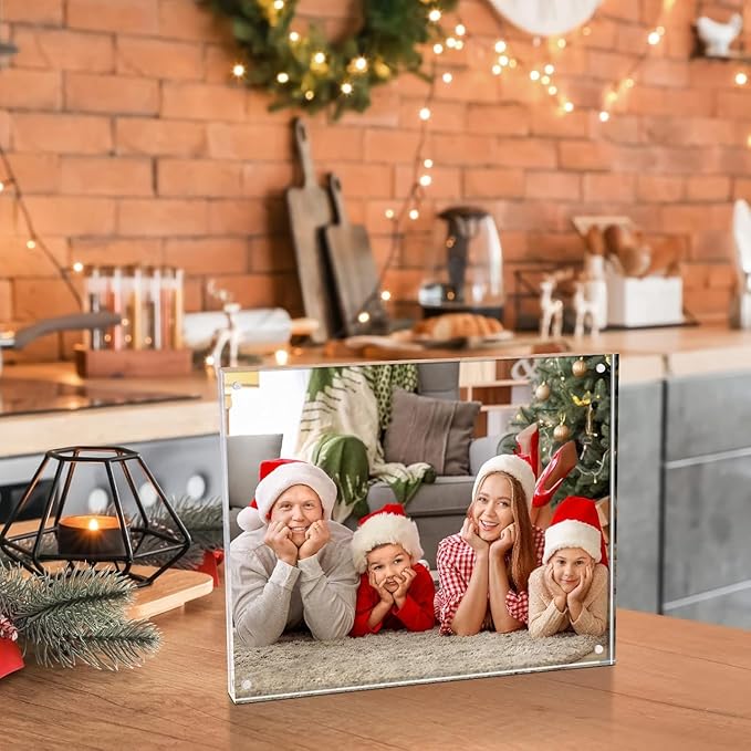 TWING 30 Pack 5x7 Acrylic Picture Frames Bulk, 10+10MM 5 By 7 Magnetic Photo Frame Horizontal Magnet Double Sided Acrylic Frames Set, 7 x 5 Clear Magnetic Block Picture Frame Desktop Display, Gift