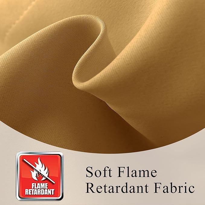 Fcosie Extra Wide Flame Resistant Insulation Window Drapes, 80% Light Blocking Room Darkening Curtains, Antique Bronze Grommet Privacy Drapery, Fire Safety Draperies - 2 PCS - Oak - 200" Wx102 L