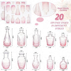 Inbagi Glass Vase, 20 Pcs Set of Small Vintage Flower Vases in Gradient Pink, Decorative Centerpieces for Home, Wedding Table, Christmas Decoration
