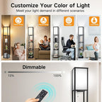 OUTON Floor Lamp with Shelves, Dimmable Shelf Floor Lamp with Remote, 1USB & 1 Type C Ports, 1 Power Outlet, Modern Standing Lamp with 4 Color Temperature for Living Room, Bedroom, Matte Black