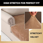 PrinceDeco Sectional Couch Covers Velvet Couch Cover for Dogs Washable L Shaped Couch Cover 1 Piece Individual Sectional Couch Covers with Elastic Bottom(Chaise Lounge,Camel)