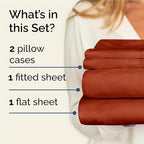 Twin XL Sheets Set 4 Piece - Includes 2 Pillowcases - Bed Sheets Twin XL Size - Soft Hotel Luxury Bedding - Cooling, Comfy & Breathable - 1 Flat & 1 Fitted & 2 Pillowcases w/ Deep Pockets - Terracotta