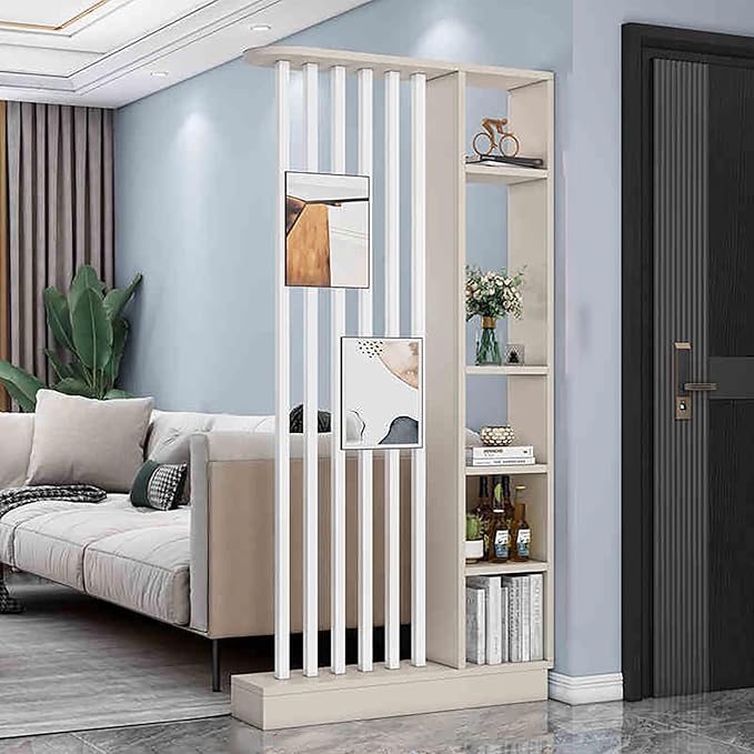 Wall Room Divider,Freestanding Room Divider with Shelves,Wood Room Divider Screen with Storage Cabinet, Wall Divider for Room Separation, for Home Office Decorative G 39.4×9.4×78.7in