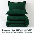 Litanika Comforters Emerald Green Oversized King Size, 3 Pieces Lightweight Solid Bedding Comforter Set, All Season Fluffy Bed Set (120x98In Comforter & 2 Pillowcases)
