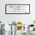 Bless the Food Before Us, the Family Beside Us, and the Love between us Framed Wall Art for Christian God Jesus Christ Prayer, 40''×15'' Positive Holy Religious Rustic Bible Verse for Dining Room