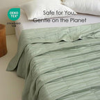 EP Mode Lightweight Quilt Blanket for Summer, Viscose from Bamboo Fabric & Filling, Natural, Breathable & Machine Washable- Sage Green, King