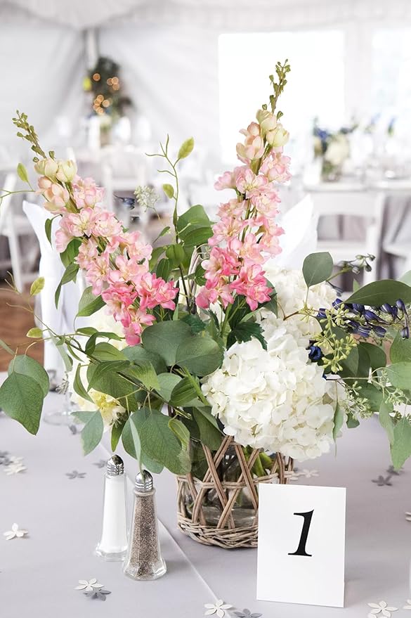 Pink Silk Delphinium Flowers Combo Clematis Greenery 8pcs Long Stem Pink Fake Larkspur Flowers Floral Arrangements for Tall Vase Table Party Home Decor