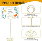 20 Pack 8.86 Inch Tall Table Number Holders Gold, Place Card Holder Gold Table Number Stands Wire Photo Holders Picture Name Menu Clips Memo Notes Cards Stand for Wedding Restaurants Birthday