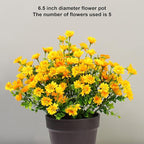 alyptus Fake Mums Outdoor Yellow Flowers 8 Bundles Plants for Outside Fall Artificial Flower UV Resistant for Wedding Home Garden Window Box Decor