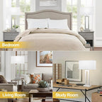 Seealle 22" Tall Bedroom Lamps for Living Room - Touch Brushed Nickel Bedside Lamps with USB C+A, 3 Way Dimmable Lamp for Nightstand, Modern Night Stands Lamps for End Tables(White&Silver)