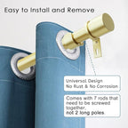 Curtain Rods for Windows 16 to 120 Inches Adjustable Length 1 Inch Diameter Window Curtain Rod with Aluminium Finials, Warm Gold