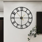 LEIKE Extra Large Wall Clocks,Silent Little Ticking,Battery Operated Vintage Round Modern Metal Wall Clock for Living Room, Bedroom,Farmhouse,Office Home Decor-32 Inch(Black-Arabic Number)