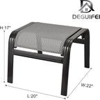 Patio Ottomans Outdoor Foot Rest Aluminum Patio Footstool Samll Seat Wicker Furniture Patio Ottoman 2 Pieces Grey