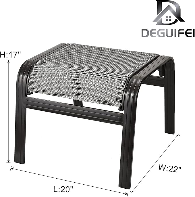 Patio Ottomans Outdoor Foot Rest Aluminum Patio Footstool Samll Seat Wicker Furniture Patio Ottoman 2 Pieces Grey