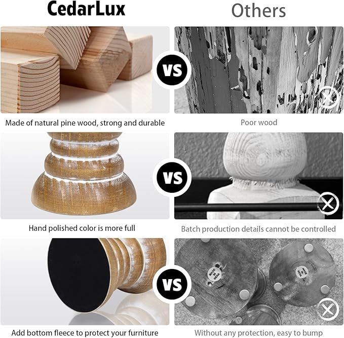 Candle Holder for Pillar Candle Set of 2, Farmhouse Wood Candle Holder, Rustic Wooden Candle Stand, Vintage Small Wooden Candlestick Holders for Living Room, Table Centerpiece, Brown