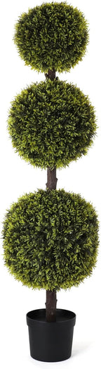 Bornbridge Artificial Yellow Cypress Topiary Ball Tree - Yellow Cypress 4' Ball Tree - Indoor/Outdoor Topiary Trees - Artificial Outdoor Plants - Lifelike Plant (1 Pack)