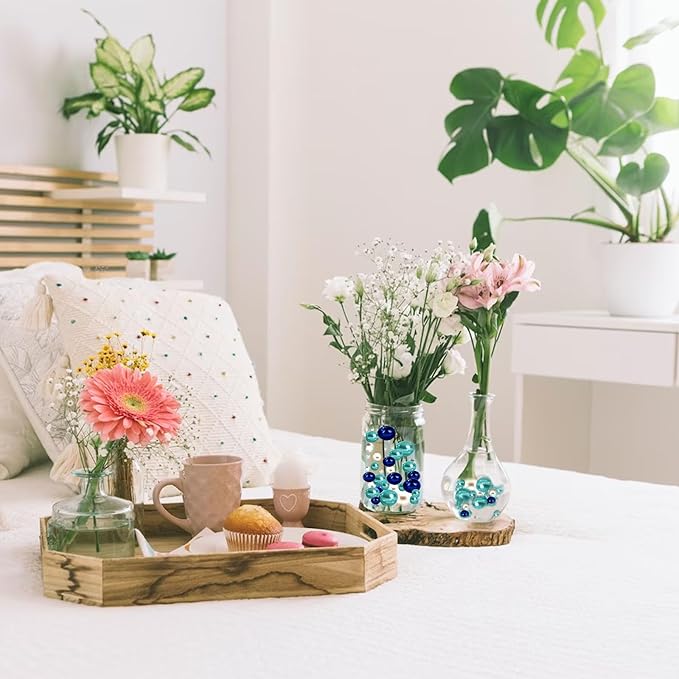 200 PCS Lake Green Vase Fillers, Pearls Bead for Centerpieces Vases, 10/14/20 MM No Hole Beads, Fake Pearls for Wedding Birthday Anniversary Theme Party Table Centerpieces Decor