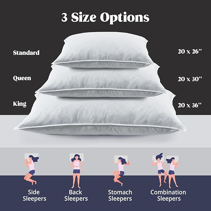 puredown Soft Bed Pillows for Sleeping, Goose Feather Down Pillows Hotel Collection Standard Size of 2, Netting Pattern Embossing Pillows for Back Stomach Side Sleepers (20 x 26, 2 Pack)