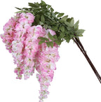 4PCS Pink Artificial Wisteria Hanging Flowers 40'' Tall Lush Fake Wisteria Flowers for Floor Vases Silk Flowers for Wedding Arch Ceremony Window Box Home Garden Backdrop Decoration (Pink)