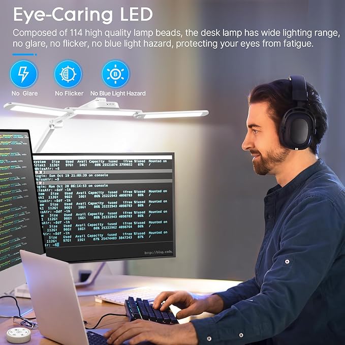 Syrinx Desk Lamp with Gesture Sensor Switch and Remote Control, 24W Bright LED Desk Lamps for Home Office with 50 Light Modes Adjustable Desk Lamp with Clamp for Tables Up to 2.95 inches Thick