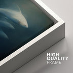 SIGNFORD Framed Canvas Print Wall Art Set Deep Sea Fish Serene Underwater Life in Dark Tones Illustration Modern Art Decorative Nordic Nature for Living Room, Bedroom, Office - 16"x24"x2 White