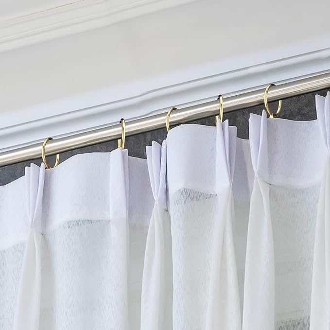 Hotop 30 Pcs Metal Drapery Curtain Rings 0.98/1.26/1.65 inch Interior Diameter and 30 Pcs Hanging Curtain Drapery Pin Hooks for Window Door Shower(25 mm,Gold)