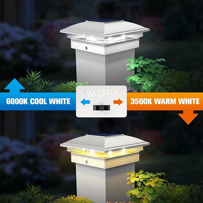VOLISUN Solar Post Cap Light Outdoor Waterproof 16pack,Solar Fence - Post Lights for 4x4 5x5 6x6 Wooden/Vinyl Post,White Deck Cap Light Solar Powered with Warm White for Garden/Patio/Porch