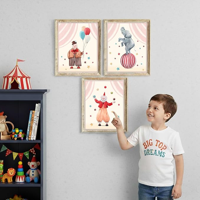 Circus Nursery Wall Art Prints (Set of 3) - Unframed - 11x14 | Delightful and Colorful Unframed 8x10 Inches Prints | Wall Art for Kids | Kids Room Décor | Classroom Décor | Bedroom Wall Décor
