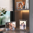 Acrylic Picture Frame, 2pack 8x10 Inch Photo Double-Sided Frames, Magnetic 12+12MM Thickness Picture Frame Clear Photo Frame Stand, Double-Sided Acrylic Frame Stand (2pack 8x10)