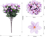 Artificial Flowers for Outdoors, 3 Bundles Fake Silk Azalea Bouquet Faux Flower Plants Outside Decoration UV Resistant Realistic Fake Flowers for Planter Front Door Patio Garden Walkways Home, Purple