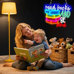 LED Read Books Be Kind Neon Signs Classroom Neon Lights Wall Decor for Reading Room, Classroom, Bookstore, Library, Museum, Study Room Gifts Art for Book Lover, Kids,Friends,family-13.4 x 12.6 IN-USB Powered-Acrylic