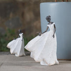 Guichifun Fairy Statue Collection Home Decoration - White Leaf Angel Girls with Bird Resin Home Decor for Outdoor or Indoor Outdoor Yard Decorations Figurines Retirement Gift 8.5 x 5.25 x 12 Inch