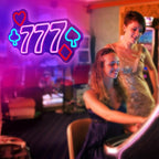 777 Casino Neon Signs for Wall Decor Pink LED Light Sign for Poker Room Decor Light Up Sign for Birthday Party Decoration USB Powered