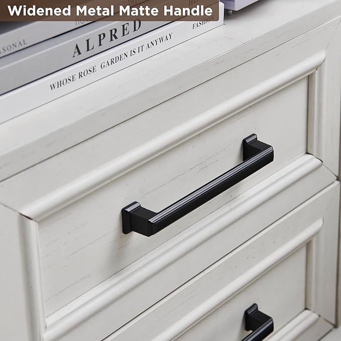 ACCOHOHO 18" Farmhouse Nightstand Set of 2 with Charging Station,End Table with 2 Drawers Storage,Side Table,Bedside Cabinet for Bedroom,Living Room, Withe