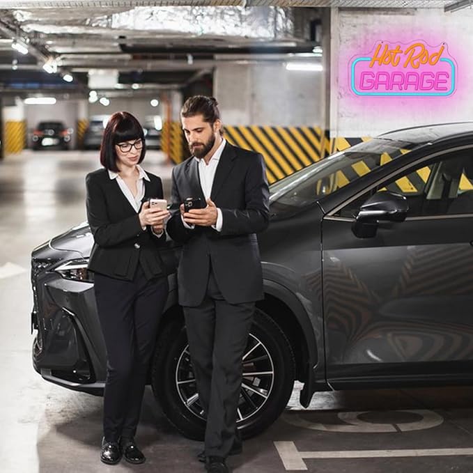 Hot Rod Garage Neon Sign for Wall Decor Garage Neon Light Parking LED Neon Sign Colorful Led Neon Light for Garage Man Cave Mall Decoration