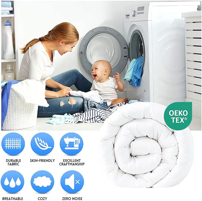 EASELAND Oversized King Down Alternative Comforter - Quilted Duvet Insert for All Seasons, Soft Lightweight with Corner Tabs, Summer Winter Warm Bedding, White 98x116 Inches