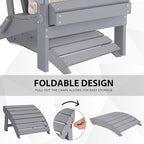 Sundale Outdoor Folding Plastic Adirondack Ottoman, All-Weather Adirondack Chair Footrest, Fade and Rust Resistant, Perfect for Outside Patio Garden Pool Yard Grey