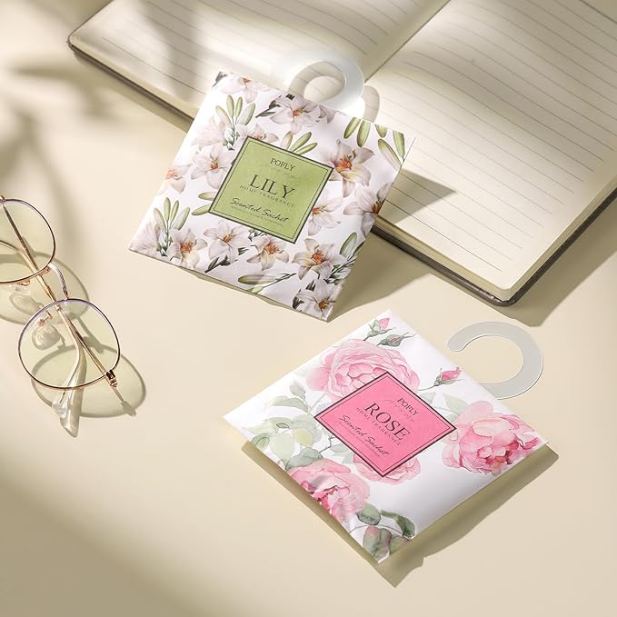 12 Packs Lily Scented Sachets – Long-Lasting Air Freshener & Closet Deodorizer for Drawers, Closets, Cars & Wardrobes