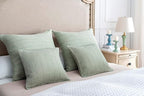 1pc Sage Green Pillow Cover 18x18 Boho Throw Pillow Covers Decorative Pillow Shams Stone Washed Cotton Pillowcase for Couch Sofa Chair Bed Car