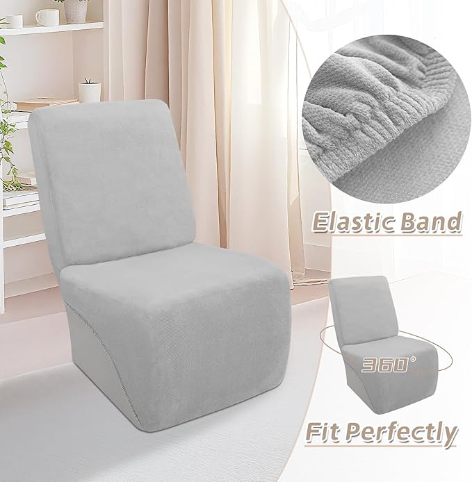 Arfntevss Sectional Recliner Couch Covers Velvet Corner Sectional Sofa Cover for Reclining Couch Stretch L Shape Recliner Slipcover Washable Additional Seat Protector (1 Seat Cover, Silvery Gray)