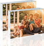 Egofine 4x6 Acrylic Frames 2 Pack, 20mm Thicker Frameless Clear Picture Frames, Double Sided Magnetic Picture Frames, Free Standing Desktop Display